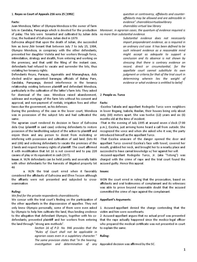 Agrarian Dispute and Rape Case Analysis | PDF | Evidence (Law) | Acquittal