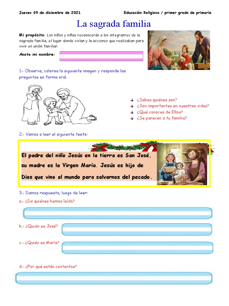 La Sagrada Familia en Educación Religiosa | PDF | María, madre de Jesús ...