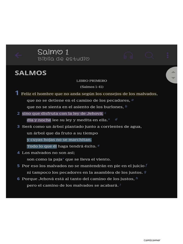 Salmo 1 Biblia De Estudio Traducciòn Del Nuevo Mundo De Las Santas
