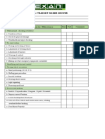 Trade Test Form For Transit Mixer Driver: Demonstrated Competencies / Behaviours