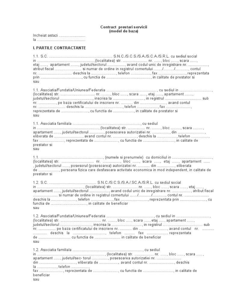 Model Contract Prestari Servicii | PDF