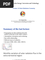 EN 671 Solar Energy Conversion and Technology: Lecture - 4: Solar Radiation Geometry