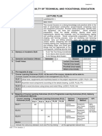 Faculty of Technical and Vocational Education: Lecture Plan