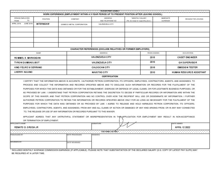 Employment Application Waiver Form | PDF | Employment | Business