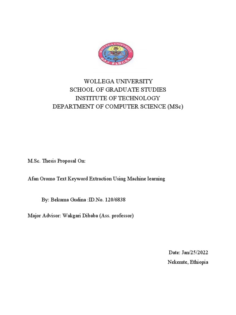 Wollega University School of Graduate Studies Institute of Technology ...