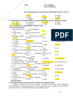 English exam practice test with phonetic, vocabulary, reading and writing questions