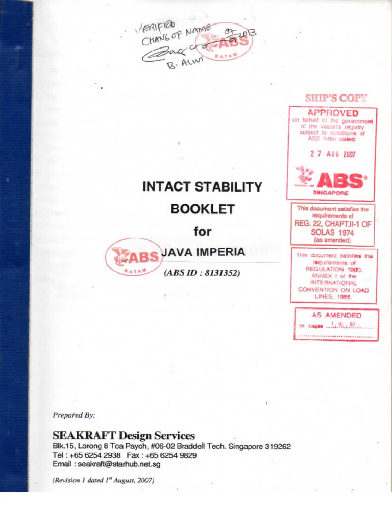 Intact Stability Booklet : EXPLANATORY NOTES TO THE INTERNATIONAL CODE ...