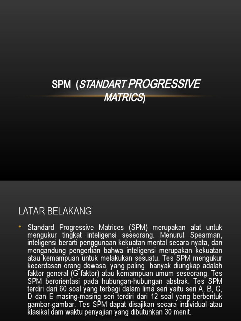 Panduan Tes Standard Progressive Matrices | PDF | Intelligence Quotient ...