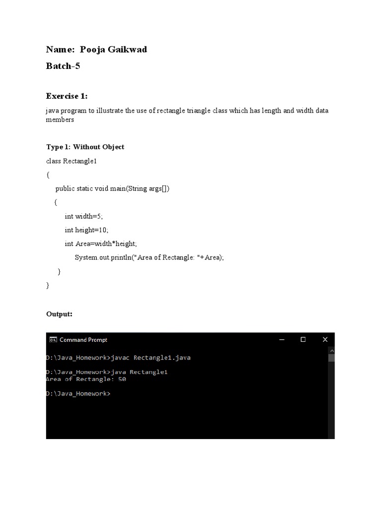Java Programming Exercises by Pooja Gaikwad | PDF | Area | Parameter ...