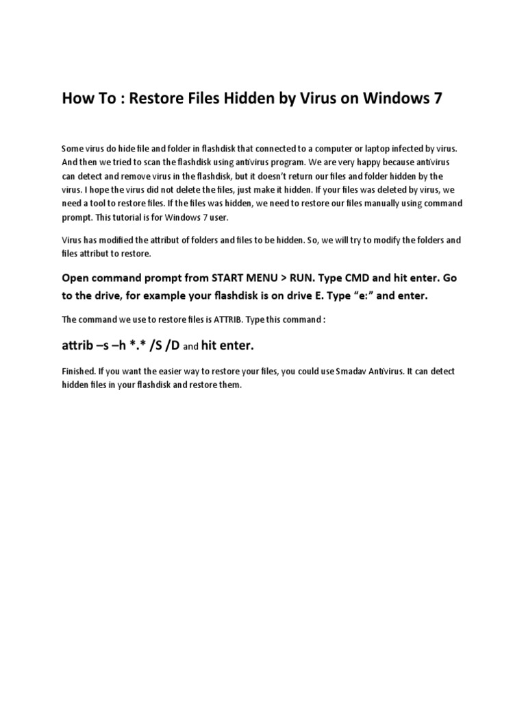 How To Restore Hidden Files PDF