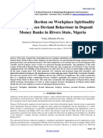 Empirical Reflection On Workplace Spirituality and Employees Deviant Behaviour in Deposit Money Banks in Rivers State, Nigeria