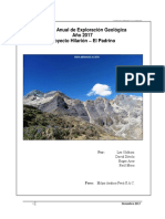 Informe Anual de Exploración Geológicas 2017