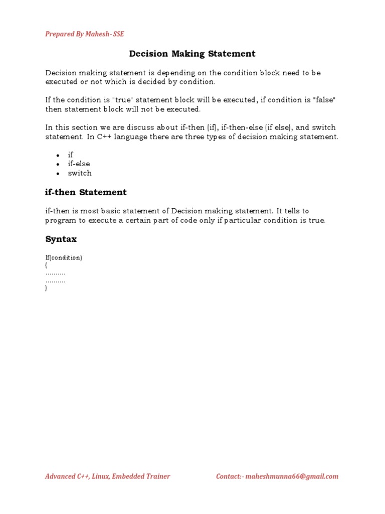C++ Control Statements | PDF | Control Flow | Data Type