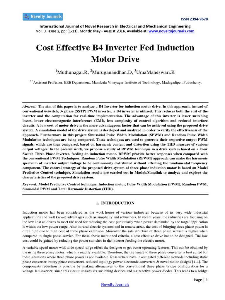 Cost Effective B4 Inverter Fed Induction Motor Drive PDF Power