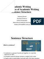 Academic Writing Conventions of Academic Writing Sentence Structure
