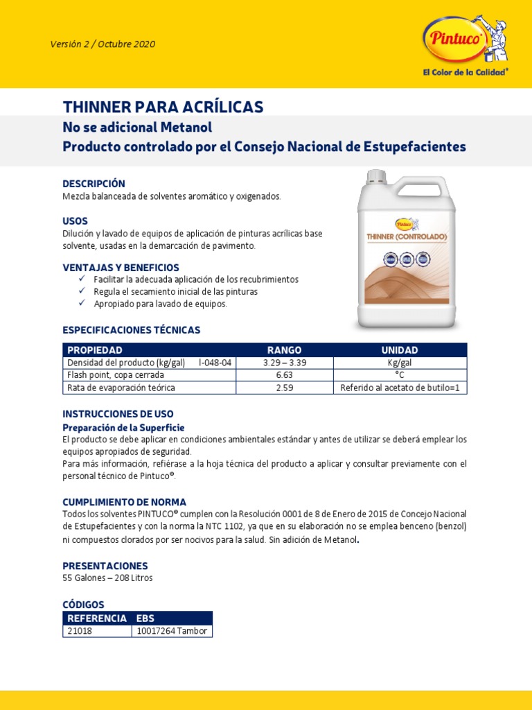 FICHA TECNICA Del Thinner PDF