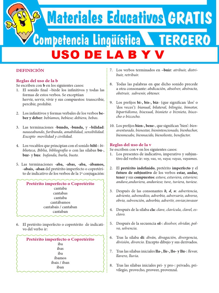 Uso de La B y V para Tercer Grado de Secundaria | PDF | Mecánica del ...