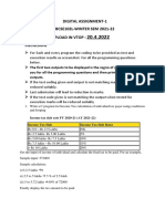 Digital Assignment-1 BCSE102L-WINTER SEM 2021-22 Last Date To Upload in Vtop: Instructions