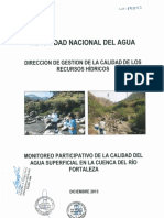 Resultados Del Monitoreo Participativo de La Calidad Del Agua Superficial en La Cuenca Del Río Fortaleza