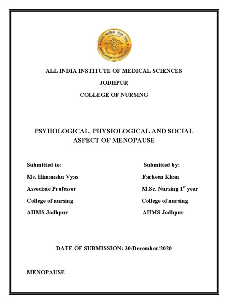 Psychological and Social Aspect of Menopause PDF Menopause Major Depressive Disorder
