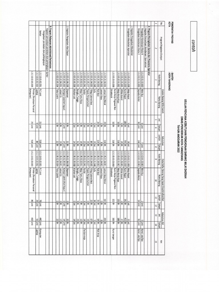Contoh Pengisian RKBMD | PDF