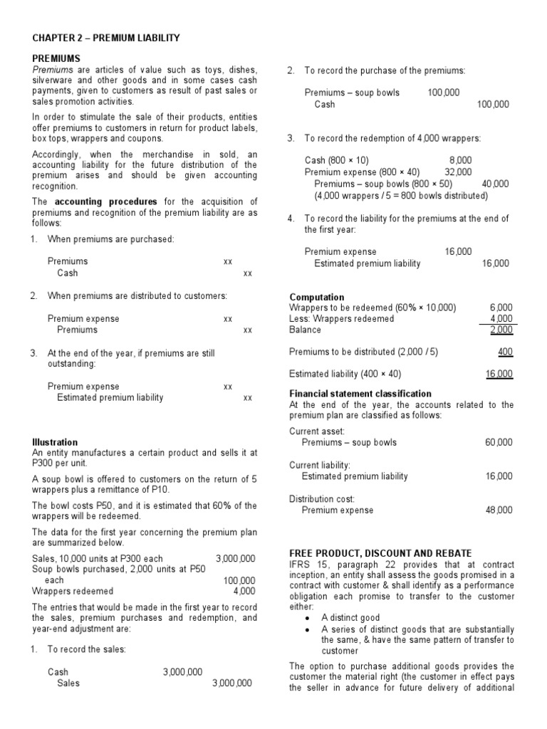 Ch02 Premium Liability | PDF | Coupon | Rebate (Marketing)