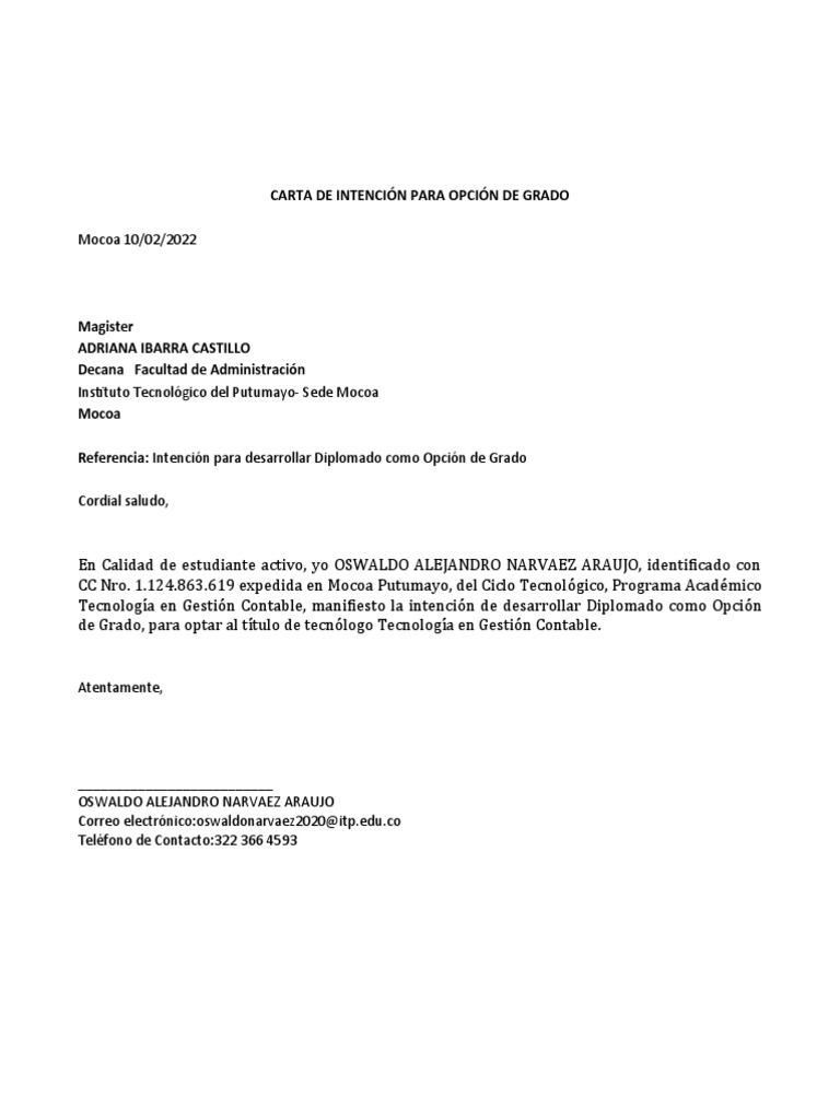 Carta de IntencionDiplomado Alejandro  PDF