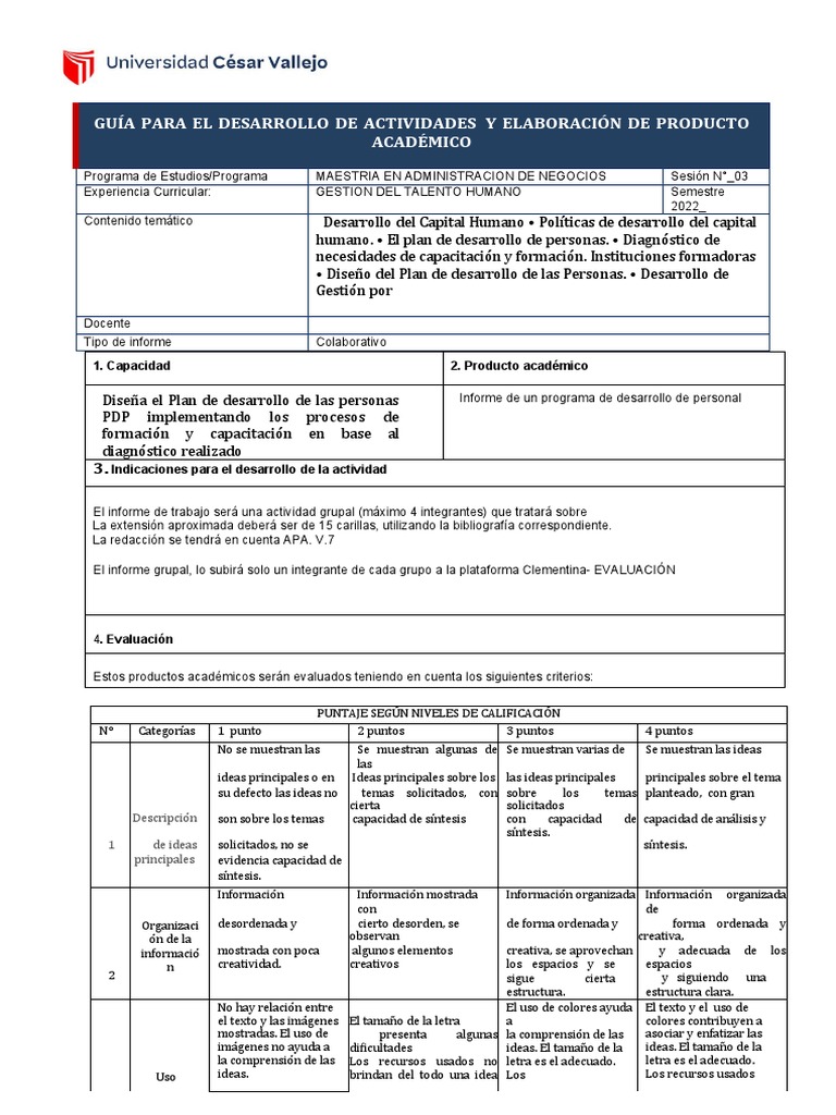 Guía para el Desarrollo del PDP en Gestión Humana | PDF | Cognición