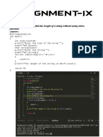 Assignment-Ix: Q1. Write A Program To Find The Length of A String Without Using Strlen Function. Answer