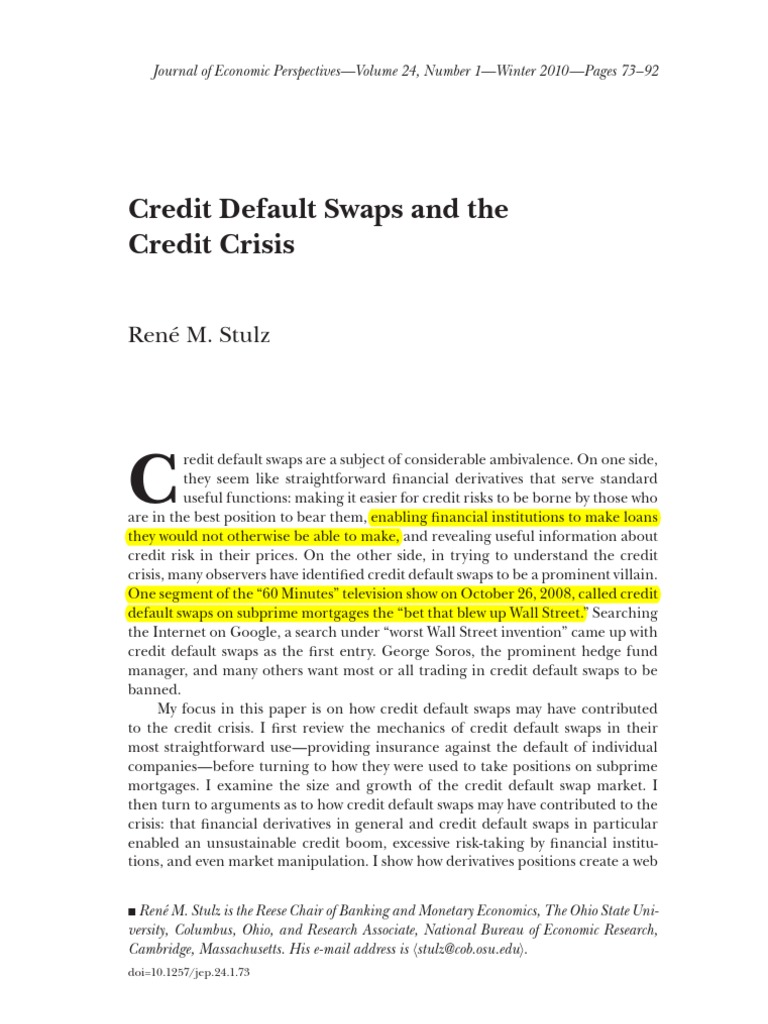 Credit Default Swaps | PDF | Credit Default Swap | Derivative (Finance)