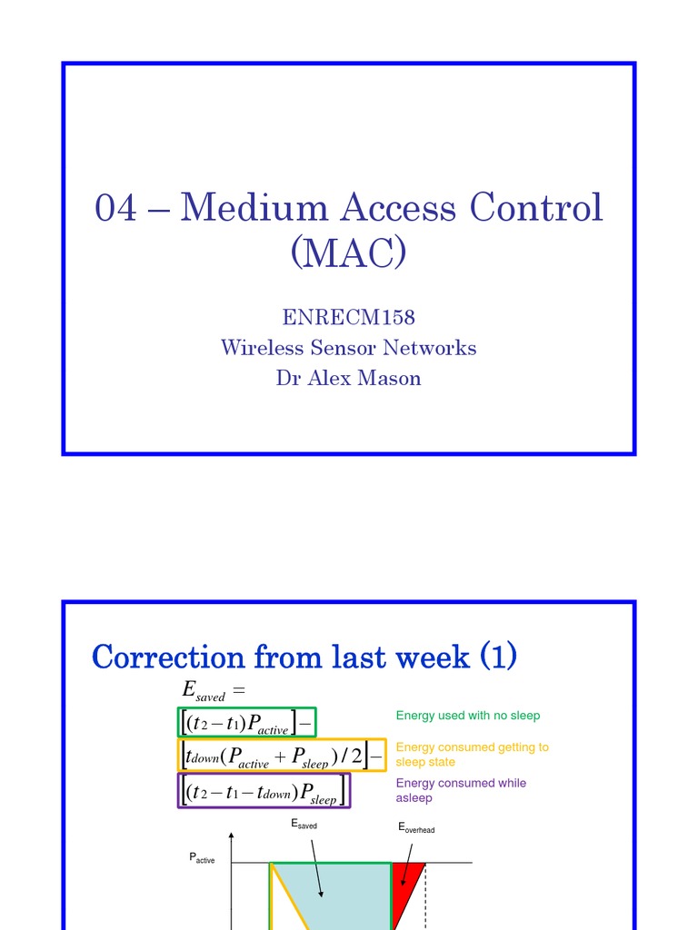 04 - Medium Access Control (MAC) | PDF | Wireless Sensor Network | Ieee ...