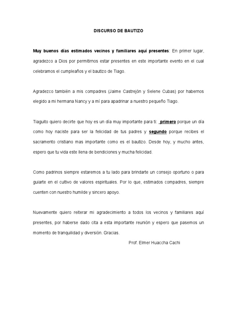 Discurso Para un Bautizo – Palabras de una Madre