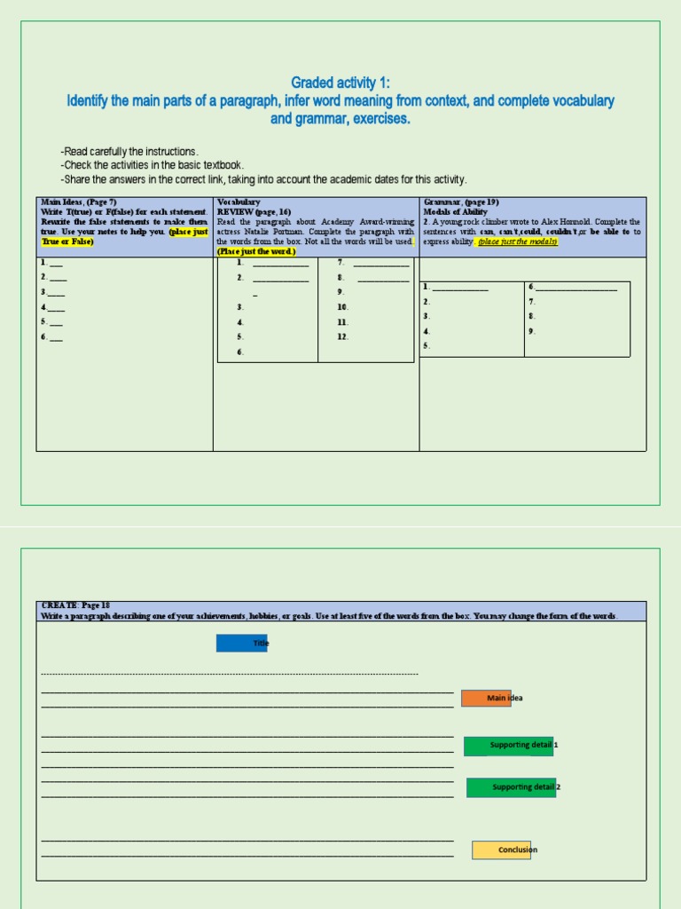 Graded Activity 1 First Bimester Pdf Vocabulary Learning