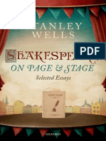 Shakespeare On Page Stage Selected Essays - Stanley Wells