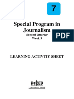 Special Program in Journalism: Learning Activtiy Sheet