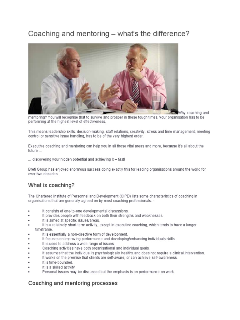 Coaching and Mentoring | PDF | Mentorship | Goal