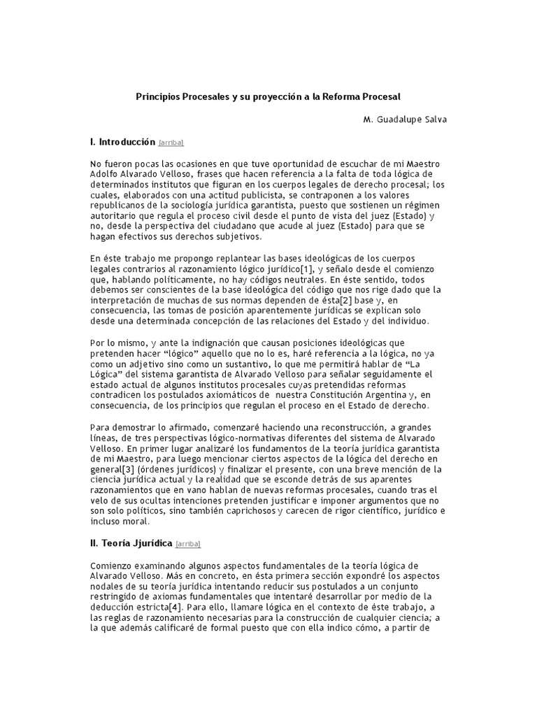 Principios Procesales y Su Proyección A La Reforma Procesal PDF Ley