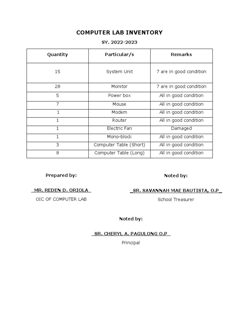 Computer Lab Inventory | PDF