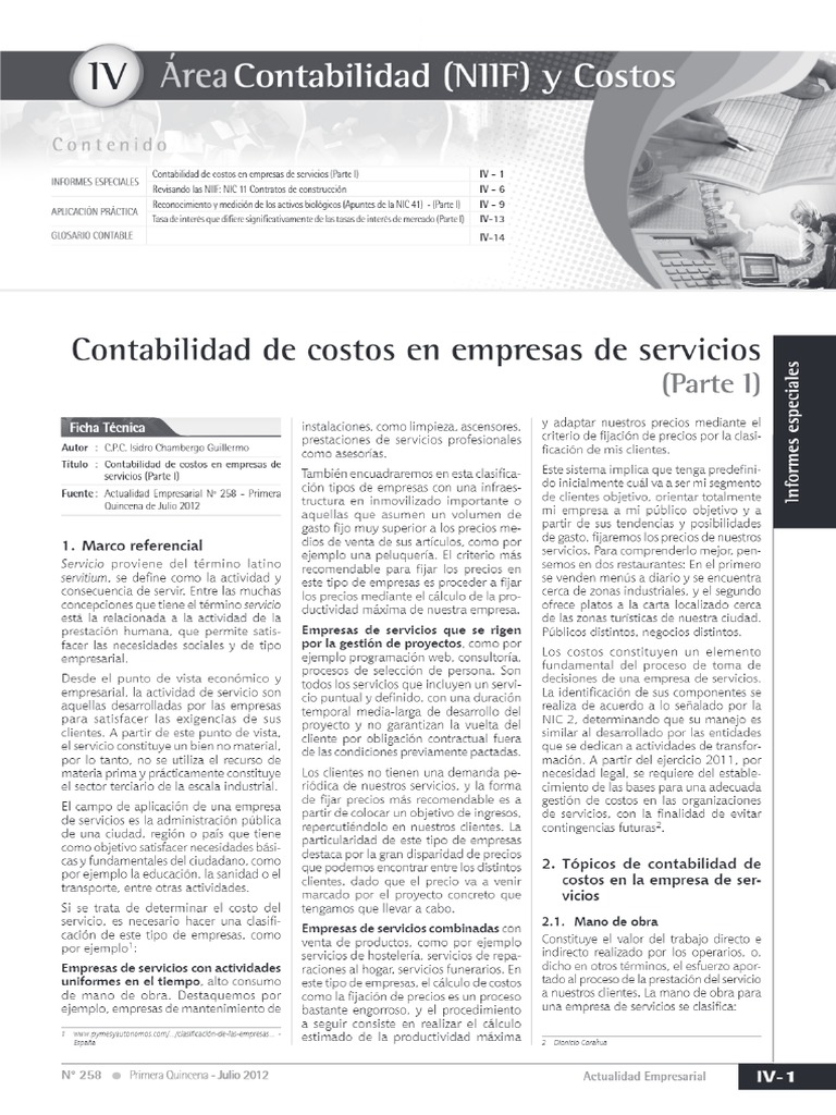 Contabilidad De Costos En Empresas De Servicios Parte I Pdf