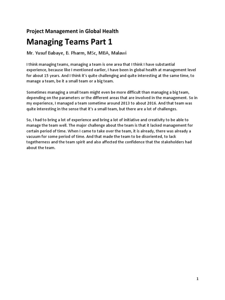 Managing Teams Part 1 | PDF