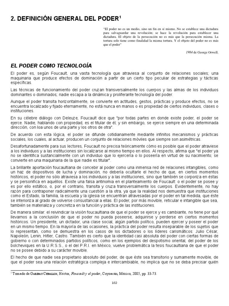 Foucault Poder | PDF | Poder (social y político) | Michel Foucault