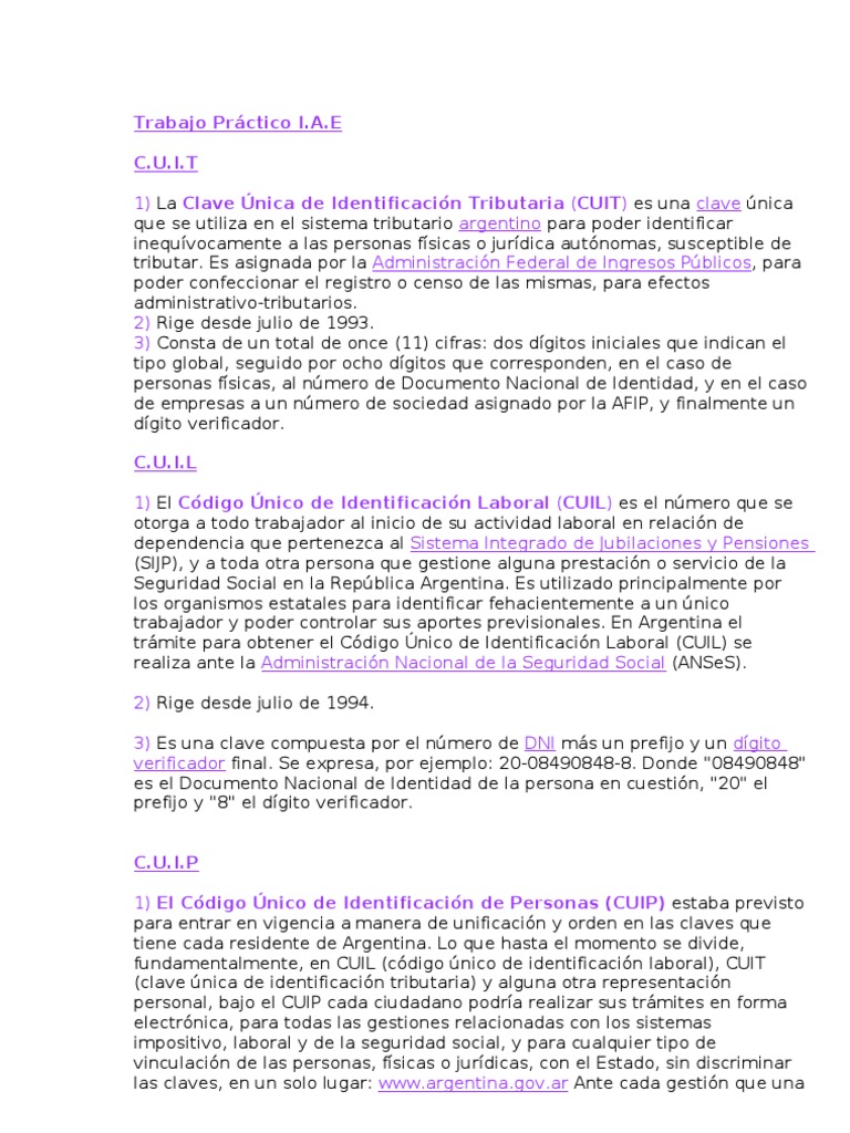 Diferencias entre CUIT, CUIL y CUIP | PDF | Gobierno | Business