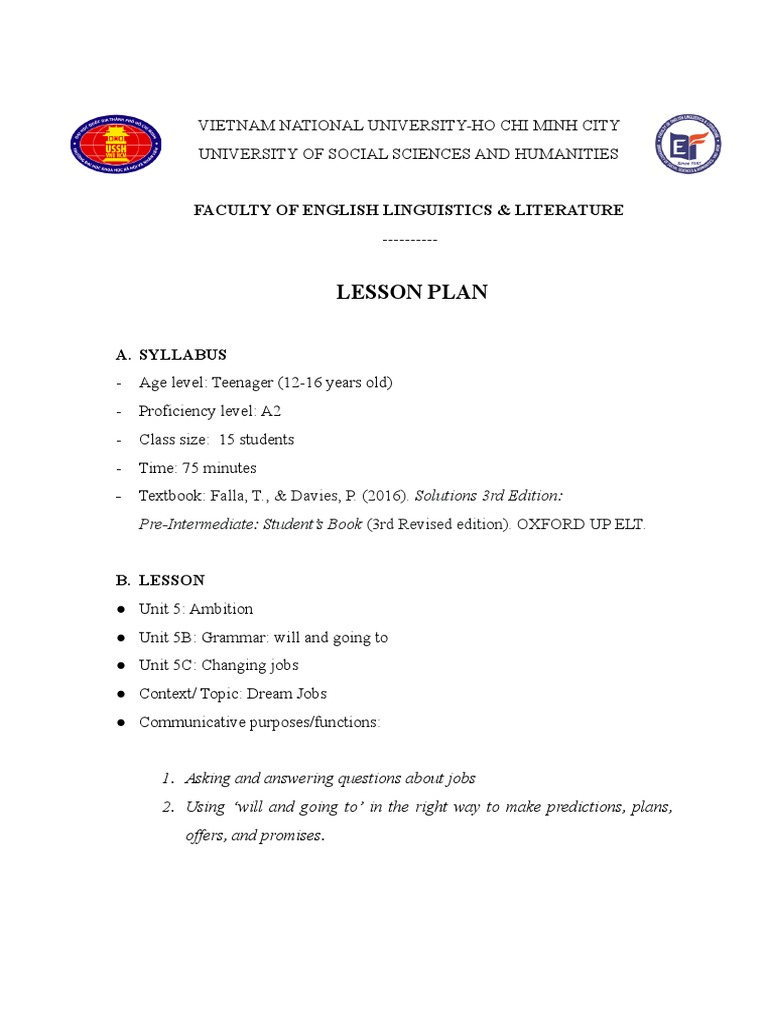 Dream Jobs Lesson Plan for Teens | PDF | Teachers | Vocabulary
