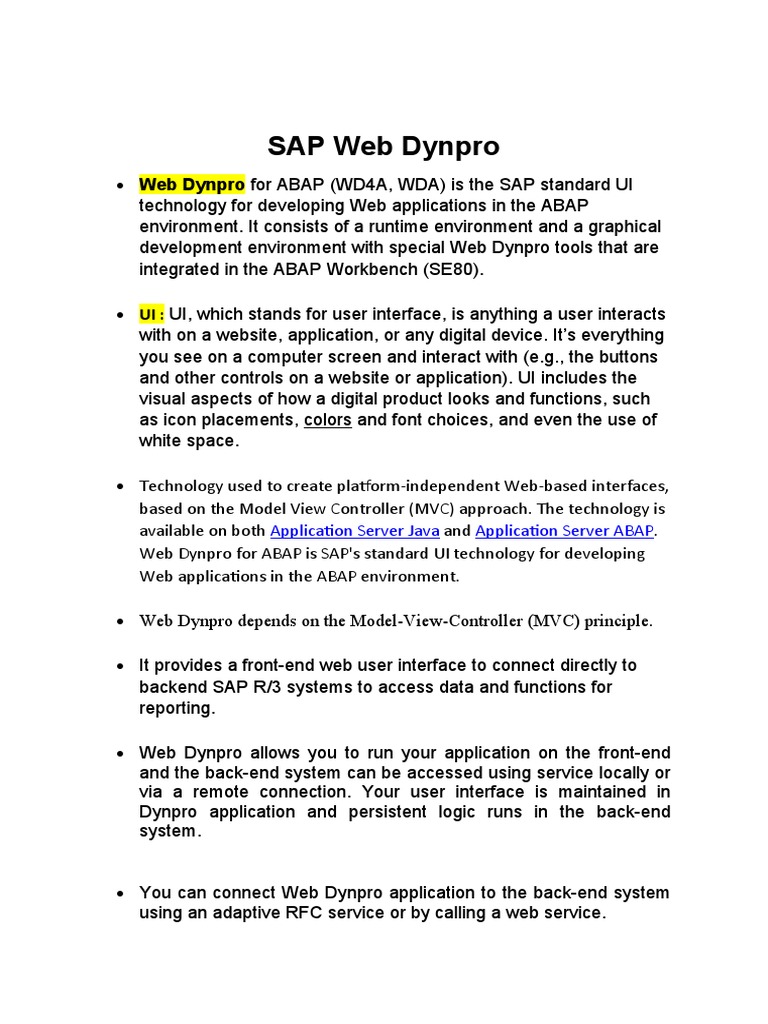 SAP Web Dynpro ABAP UI Technology | PDF | Internet & Web | World Wide Web