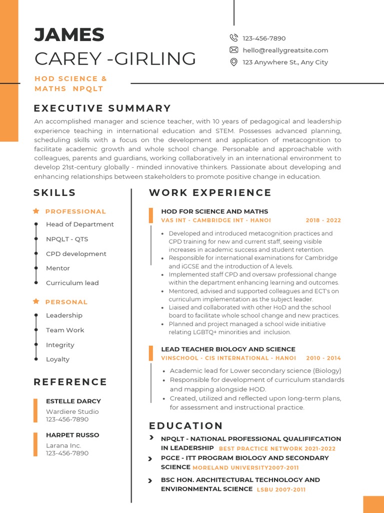 Modern Minimalist CV Resume | PDF | Curriculum | Mentorship