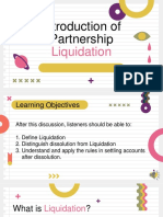 Introduction of Partnership: Liquidation