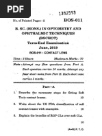 B. Sc. (Hons.) in Optometry and Ophthalmic Techniques (Bschot) Term-End Examination June, 2019