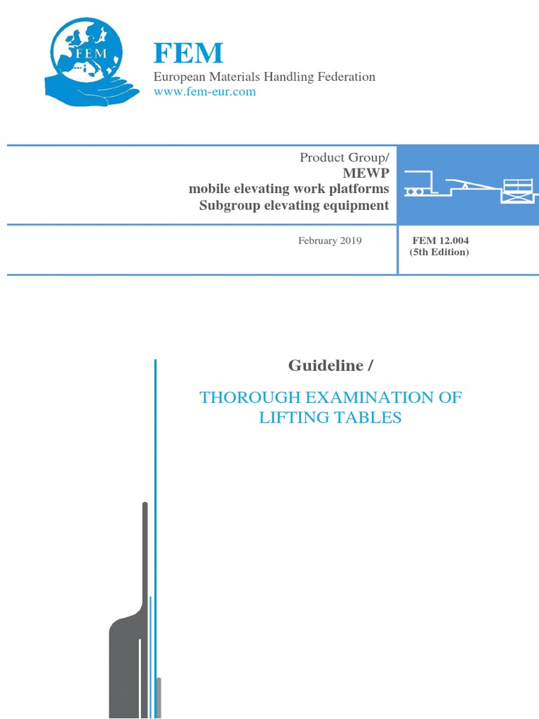 Thorough Examination of Lifting Tables: Guideline | PDF | Test ...