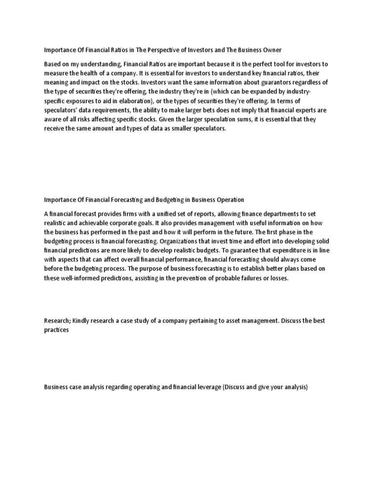 Importance Of Financial Ratios Pdf