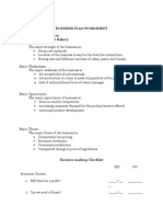 Business Plan Worksheet